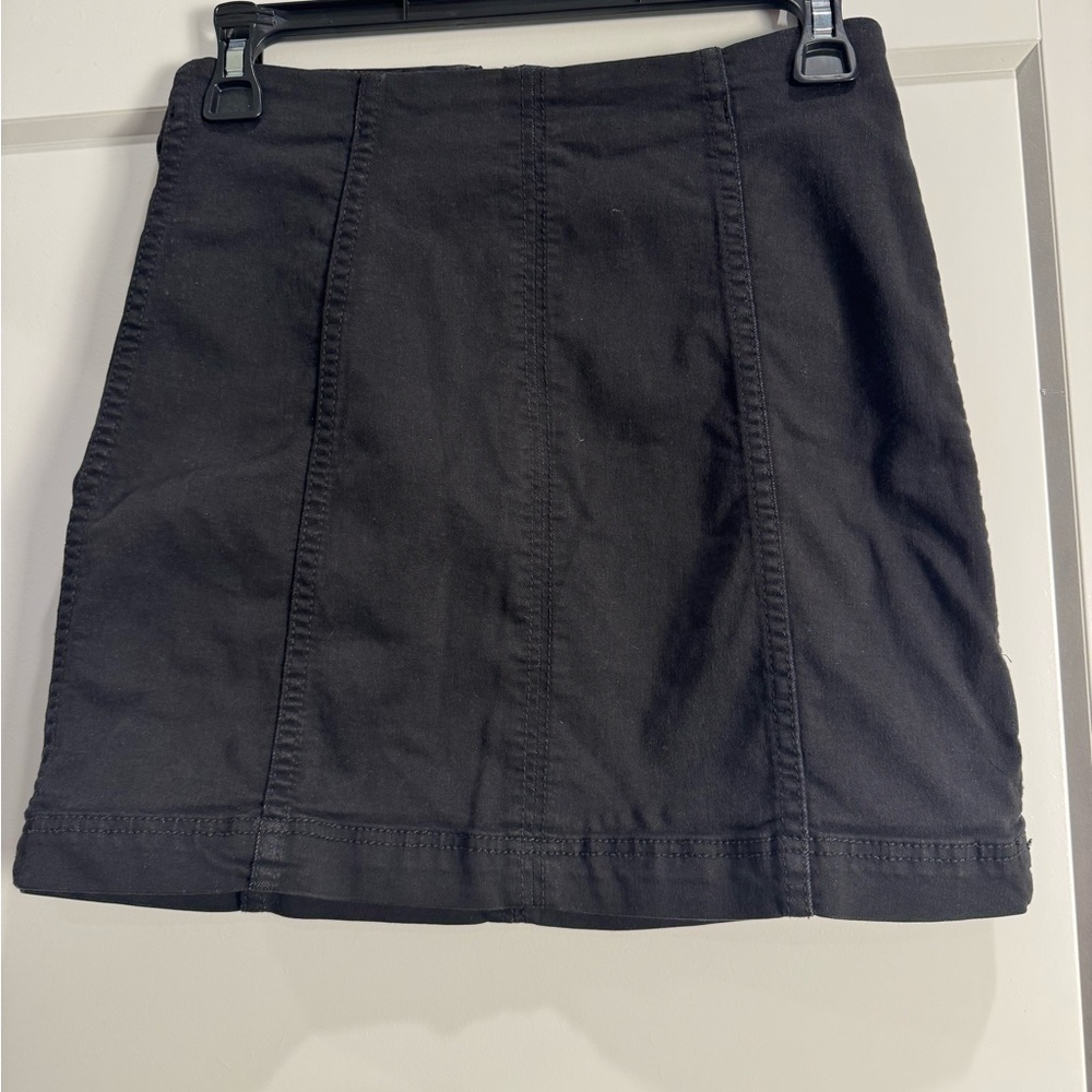 Free People Modern Femme faded black denim mini skirt pencil zipper back